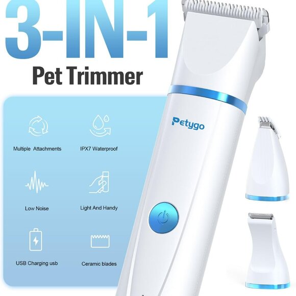 PETYGO 3-in-1 Dog & Cat Grooming Kit - Rechargeable Cordless Dog Hair Clippers - Picture 4 of 5